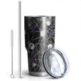 thumbnail image 2 of 30oz Halloween Spider Web and Skulls Pattern Tumblers Stainless Steel Tumbler with Lid and Straw,Vacuum Insulated Double Wall Travel Tumbler Cups Mug with Cleaning Brush for Coffee,Tea, 2 of 7