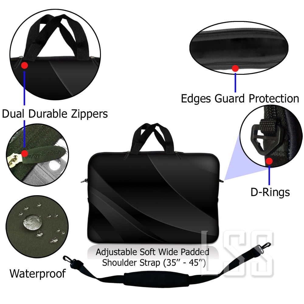 LSS 15.6 inch Laptop Sleeve Bag Compatible with Acer, Dell, HP, MacBook, Carrying Case w/ Handle & Adjustable Strap, Twilight Gray Black