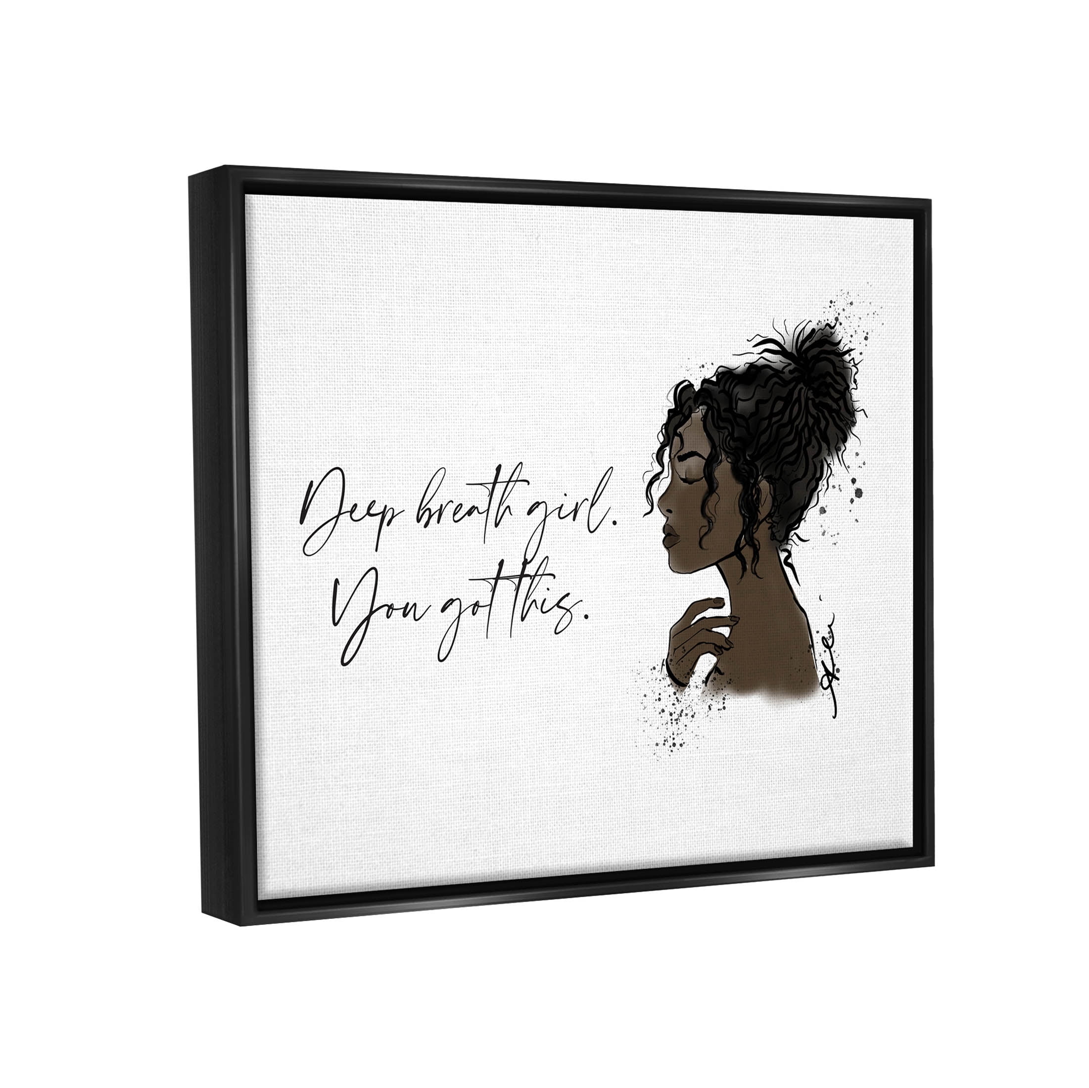 Stupell Industries You Got This Girl Portrait Graphic Art Jet Black Floating Framed Canvas Print Wall Art, Design by Alison Petrie