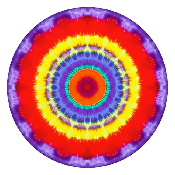 Rainbow Tie Dye Mandala Pattern Round Fitted Tablecloth with Elastic Edge,Dining Table Cover Waterproof,Outdoor Round Tablecloth for Camping,Dining,Indoor and Outdoor