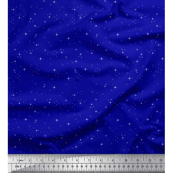 Soimoi Viscose Chiffon Fabric Stars Shirting Print Fabric by The Yard 42 Inch Wide