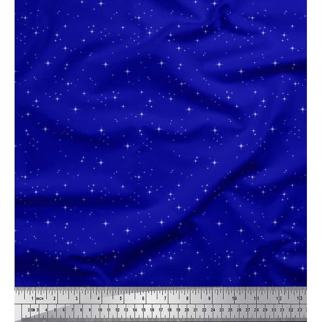 Soimoi Viscose Chiffon Fabric Stars Shirting Print Fabric by The Yard 42 Inch Wide
