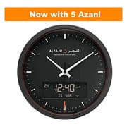 AlFajr CR-23 Digital Wall and Table Clock with Automatic Athan Prayer Alarm Clocks – Showcasing 5 Adhan Reciters in a Stylish Black Design.