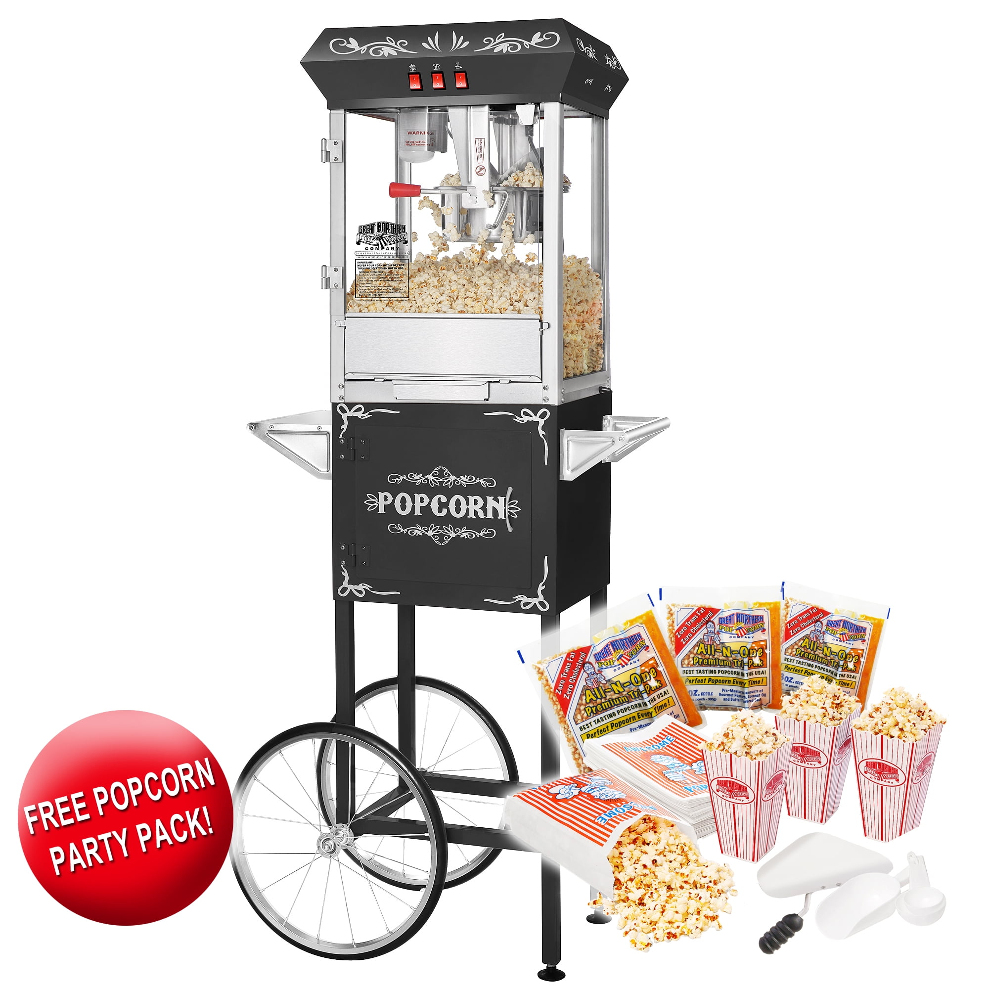 Great Northern Popcorn Black Foundation Popcorn Popper Machine Cart 8