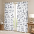 thumbnail image 2 of Feelyou Plane Aircraft Print Black Out Curtains for Kids, White Car Train Truck Curtains Pack of 2 (42x63 Each), Cartoon Vehicle Theme Bedroom Curtains, Window Curtains Decor, 2 of 6