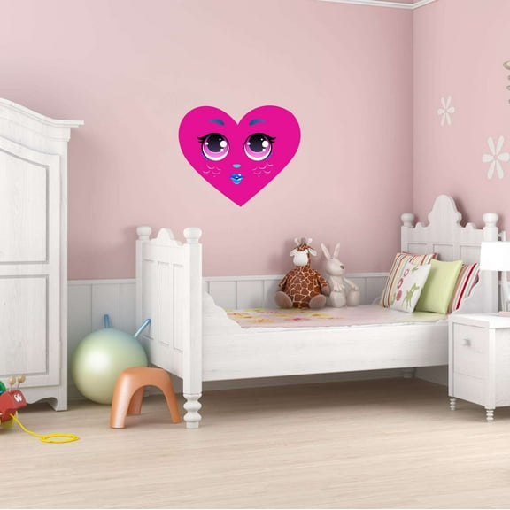 Hot Pink Heart Cute Girl Eyes Cheeks Lips The Magic Is In Kind Smart Brave Enough Beautiful Crown Prince Unicorns Sweet Dreams Decorating Holiday Wall Decal Sticker Girls Rule - Size: 30 In X 24 In