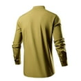 thumbnail image 4 of JTieacloth Mens Cotton Linen Shirts Men Stand Collar Stretch Shirt Solid Color Fashion Long Sleeved Shirt Green, 4 of 5