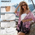 thumbnail image 6 of Xoenoiee Cherry Blossom Print Women 2 Piece Outfits Half Sleeve Blouse and Shorts Sweatsuit Sets Resort Wear for Beach Vacation Party, Size M, 6 of 7