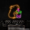 thumbnail image 3 of Glowneon Capybara Bubble Tea Neon Sign, Bubble Tea Led Sign, Capybara Neon LED Light, 3 of 5