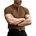 thumbnail image 4 of vdgthytj Mens Short Sleeve Shirts Henley Neck Button Loose Fitting Summer Casual Ribbed Knit Sweater Shirts, 4 of 4