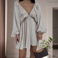 thumbnail image 3 of Vestido corto informal para mujer, color sólido, estilo Sexy, manga farol, traje diario FLhrweasw Para estrenar, 3 of 7