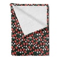 thumbnail image 2 of Strawberry Soft Flannel Fleece Throw Blanket, Fresh Summer Fruits Blooming Daisies Pattern on Dark Backdrop, Cozy Plush for Indoor and Outdoor Use, 70" x 90", Jade Green Scarlet, by Ambesonne, 2 of 5