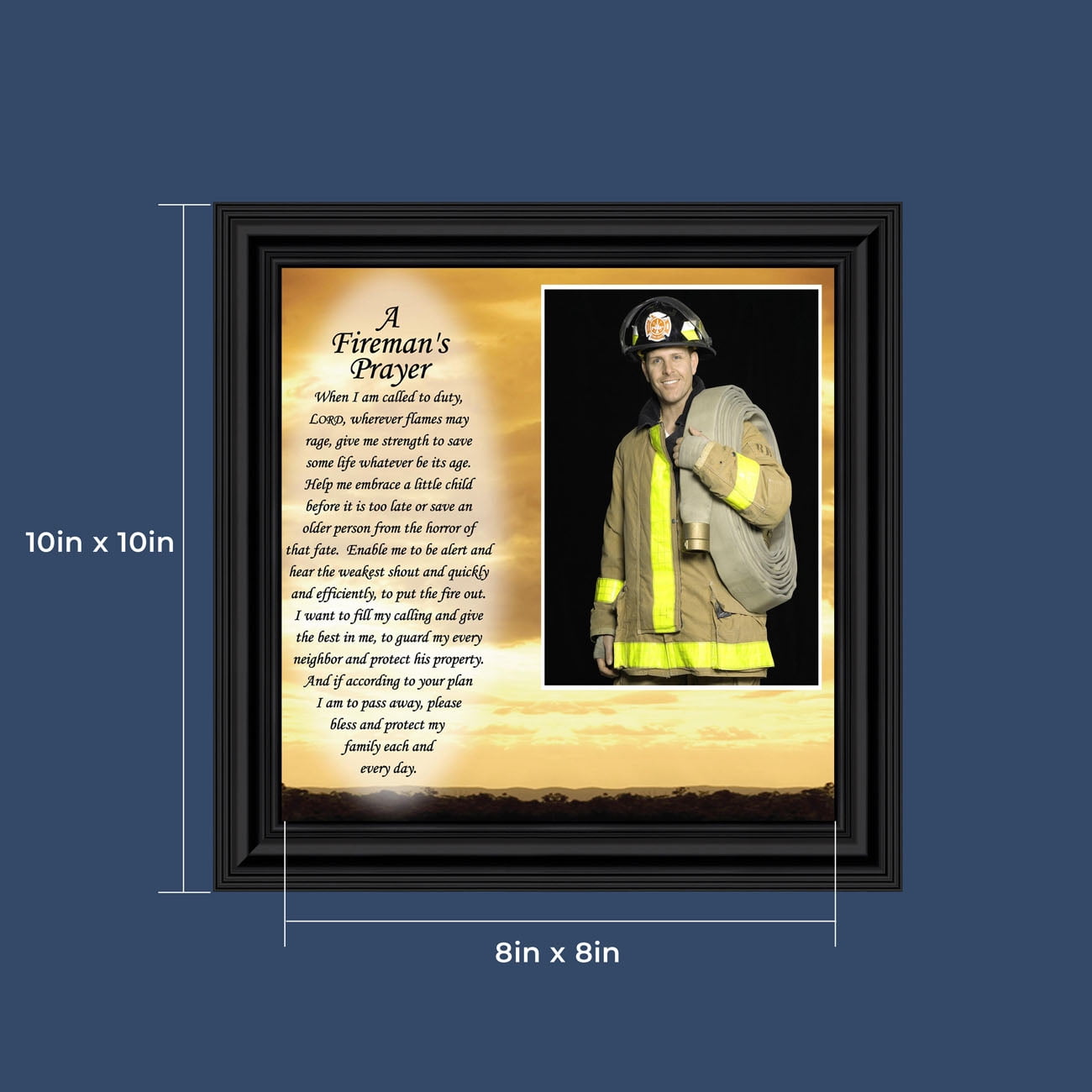 Firefighter Gifts for Men and Women, Fire Academy Graduation Gift, Fire Fighter Gifts or Firehouse Decor, A Fireman's Prayer Framed Wall Art for Home or Fire Station, 6595