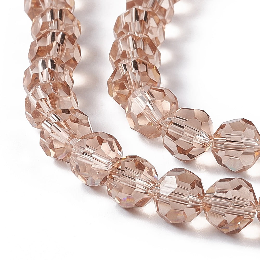 10strands Glass Beads Strands Faceted(32 Facets) Round BurlyWood 8mm Hole: 1.5mm about 66~67pcs/strand 15.12 inch~15.35 inch(38.4~39cm)