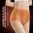 thumbnail image 3 of Ohufall Women's Cotton Underwear Sexy Solid Color Lace High Waist Tummy Control Shapewear Panty Lightweight Breathable Hip Lift Brief, 3 of 6