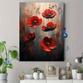 thumbnail image 4 of Red Boho Botanical Flower Ready to Hang Canvas Modern Living Room Home Wall Decor Print, 4 of 8