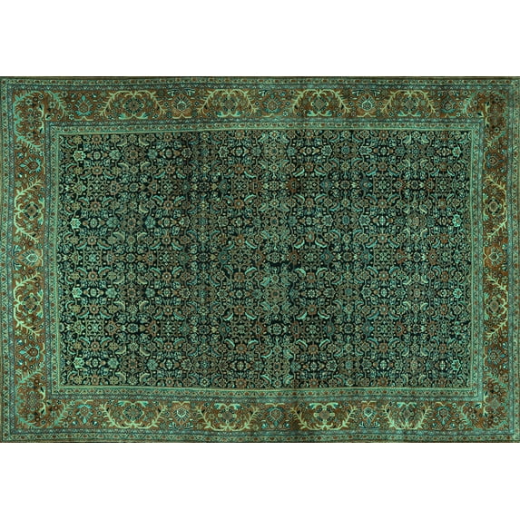 Ahgly Company Indoor Rectangle Persian Turquoise Blue Traditional Area Rugs, 8' x 12'