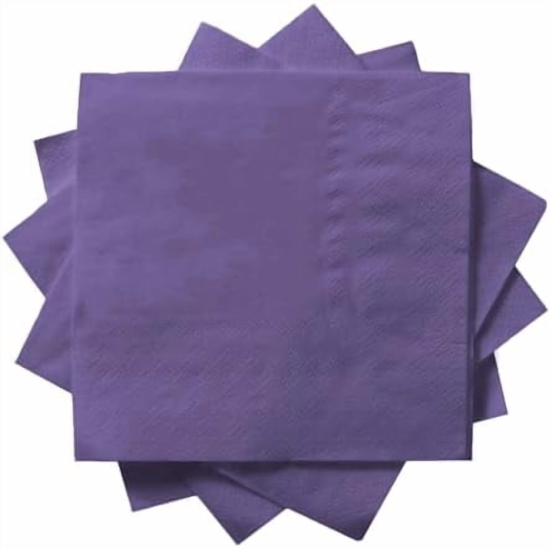 100 Pack Cocktail Napkin 2-Ply Dessert Napkins Folded 5 x 5 Inches Disposable Napkins for Dinner Wedding Birthday Party Bridal Anniversary Reception Event (100, Purple)
