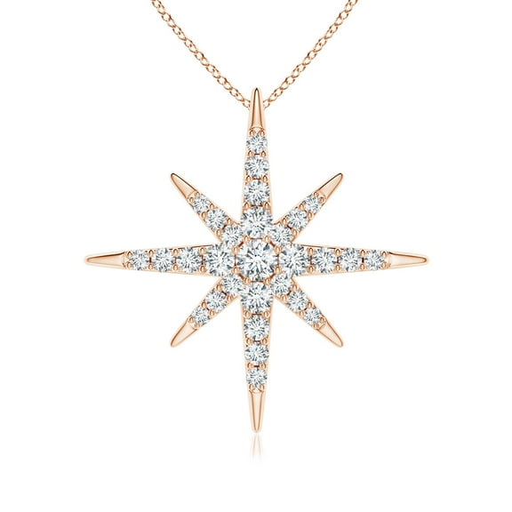 ANGARA Natural Diamond Eight-Point Starburst Pendant in 14K Rose Gold for Women (Size-2mm| Color-G| Clarity-VS2) | April Birthstone, Anniversary, Jewelry Gift for Women | Natural Diamond Necklace