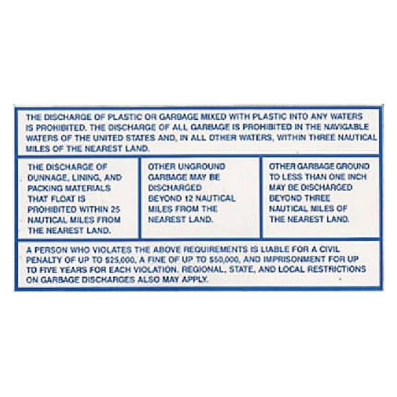 Bernard Overboard Discharge of Waste/Plastic Decal Water Pollution Prevention