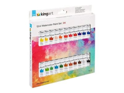KINGART Studio Watercolor Paint, 12ml (.4oz), Set of 24 Unique Colors