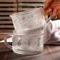 thumbnail image 6 of Glass Stackable Coffee Cup Vintage Glass Mugs Set of 4, 14 oz Glass for Coffee, Latte, Cereal, Yogurt, Clear Breakfast Cups with Handle for Hot or Cold Beverages, 6 of 8