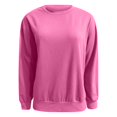 thumbnail image 2 of Women's Side Slit Button Detail Round Neck Sweatshirt, Autumn Winter Solid Color Casual Long Sleeve Pullover Top with Soft Cotton Polyester Blend for Comfortable Relaxed Fit and Street Fashion, 2 of 8