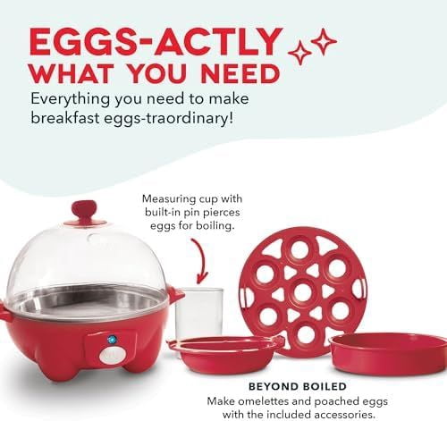 Rapid Egg Cooker: 7 Egg Capacity Electric Egg Cooker for Hard Boiled Eggs, Poached Eggs, Scrambled Eggs, or Omelets.