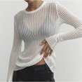 thumbnail image 1 of Chaqueta Top de cuello redondo para mujer Top de punto de ganchillo casual Slim Fit Color sólido Party Clubwear Cgtredaw Blanco S para Mujer, 1 of 1