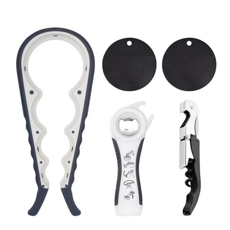 Lumikrypt Jar Opener for Weak Hands, 5 in 1 Multi Function Bottle Opener Lid Opener For Arthritic Hands with Non Slip Rubber Jar Gripper Pad