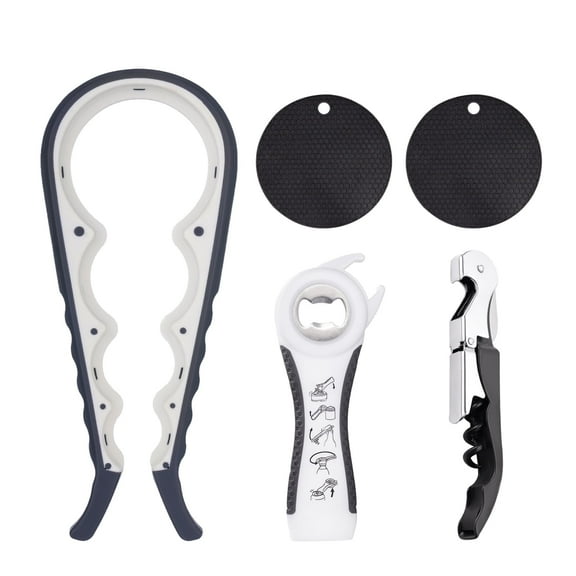 Lumikrypt Jar Opener for Weak Hands, 5 in 1 Multi Function Bottle Opener Lid Opener For Arthritic Hands with Non Slip Rubber Jar Gripper Pad