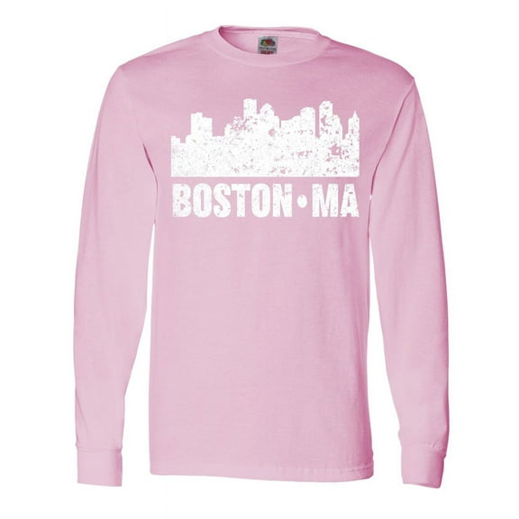 Inktastic Boston Massachusetts City Skyline with Grunge Long Sleeve T-Shirt
