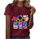 thumbnail image 5 of Camisetas de Manga Corta para las Mujeres, Blusa de Manga Corta de la Moda Del Día de la Independencia Hecha de Poliéster Cómodo para la Primavera Verano, Blusas de Manga Corta para las Mujeres, 5 of 7