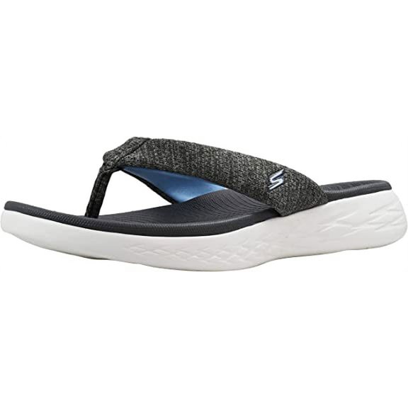 Skechers Women's On-The-go 600-Preferred Charcoal/Light Blue Flip-Flop 7 M US