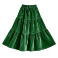thumbnail image 6 of Ihhxva Pleated Skirt for Women Velvet Tiered Long Drawstring Maxi Elastic Waist Winter Holiday Gathering S-2XL, 6 of 9