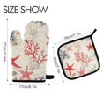 thumbnail image 2 of Yayeee Oven Mitts and Pot Holder Set of 4 Heat Resistant Kitchen Gloves Baking Hot Pad, Light Red Starfish, 2 of 5