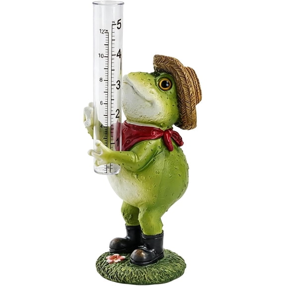 Rain Gauge Frog Statue, Cute Resin Figurine, Garden Decor Practical Stable