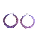 thumbnail image 3 of Clip-on Earrings Large Bamboo Dark Purple Hoop Earrings 3 inch, 3 of 3
