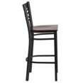 thumbnail image 2 of HERCULES Series Black ''X'' Back Metal Restaurant Barstool - Walnut Wood Seat, 2 of 6