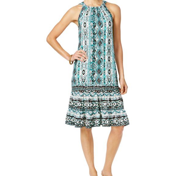 My Collection Womens Tiered Midi Dress, Green, Petite, PL