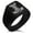 Black, variant on Stainless Steel Thor's Hammer Mjolnir Celtic Viking Rune Needle Stripe Pattern Biker Style Polished Ring