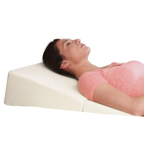 Remedy Folding Bed Wedge Pillow for Sleeping - Supportive Memory Foam Pillow with Cover, Ivory
