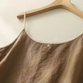 thumbnail image 5 of ZQUUVOU Women's Linen Cami Top Embroidered Boho Vintage Sleeveless Tank Tops Casual Loose Round Neck Summer Blouse Coffee, 5 of 8