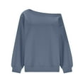 thumbnail image 6 of successthop Off the Shoulder Sweatshirt for Women Fleece Lined Long Sleeve Streetwear Oversized Tops Solid Sweaters M, 6 of 8