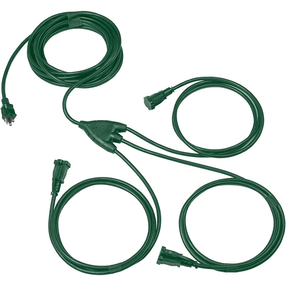 1 to 3 Extension Cord Splitter 6 Foot Green Power Squid 16/3 SJTW