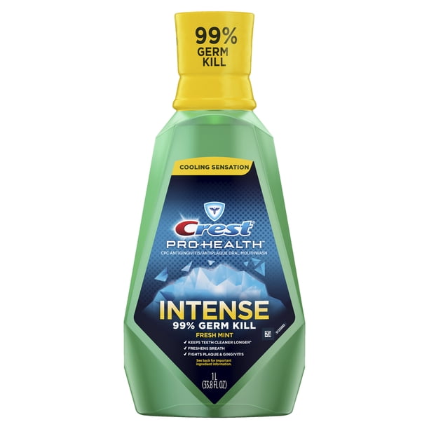 Crest Pro Health Intense Mouthwash, Fresh Mint, 1L (33.8 fl oz