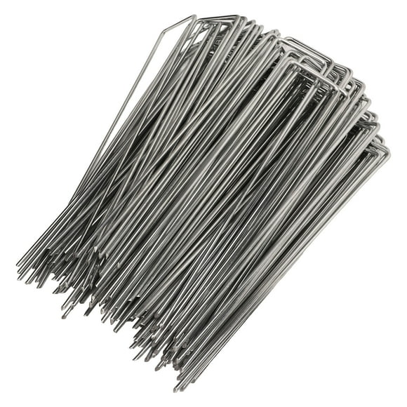100Pcs U Shaped Garden Stakes Galvanized Steel Landscape Stakes Pins for Weed Barrier Sod Fabric Decorations Roughness 3mm/0.12in