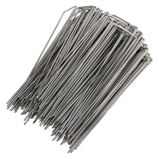 Garden Stakes, Firm Fixation Rustproof Easy To Install U Shaped Galvanized Steel Landscape Pins For Sod Roughness 2.5mm/0.10in,Roughness 3mm/0.12in