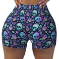thumbnail image 2 of Picia Skull flower cute Printed Workout Shorts for Women Seamless Scrunch Butt Lifting High Waisted Yoga Gym Booty Running Moisture-wicking Short Pants-Small, 2 of 9