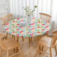 thumbnail image 3 of Pioneer Flower Floral Print Pattern Round Fitted Tablecloth with Elastic Edge,Dining Table Cover Waterproof,Outdoor Round Tablecloth for Camping,Dining,Indoor and Outdoor, 3 of 7